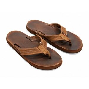 Rainbow Leather Flip Flop Sandals Brown Slip On Thong Women's US 6.5-7.5